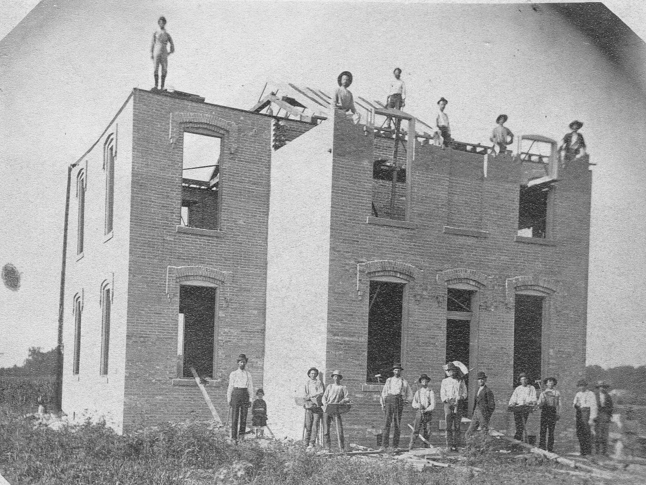 Italianate School House Under Construction in 1876